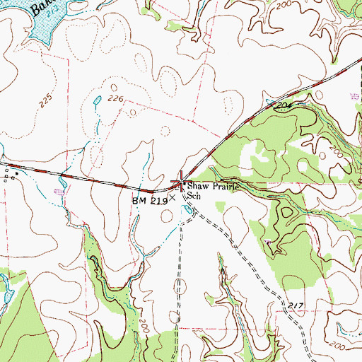 Topographic Map of Shaw Prairie School, TX