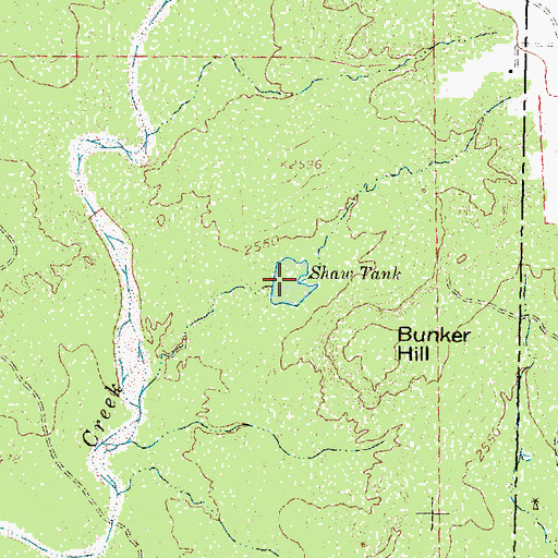 Topographic Map of Shaw Tank, TX