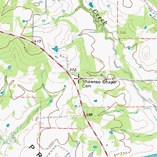 Topographic Map of Shawnee Chapel Cemetery, TX