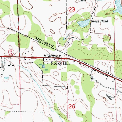 Topographic Map of Rocky Hill School (historical), AL