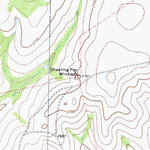 Topographic Map of Shearing Pen Windmill, TX