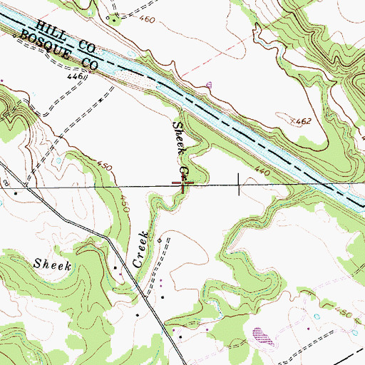 Topographic Map of Sheek Creek, TX