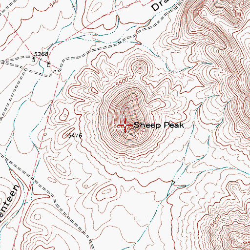 Topographic Map of Sheep Peak, TX