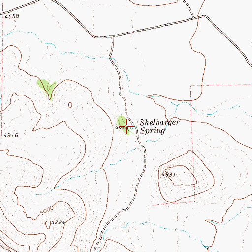 Topographic Map of Shelbarger Spring, TX
