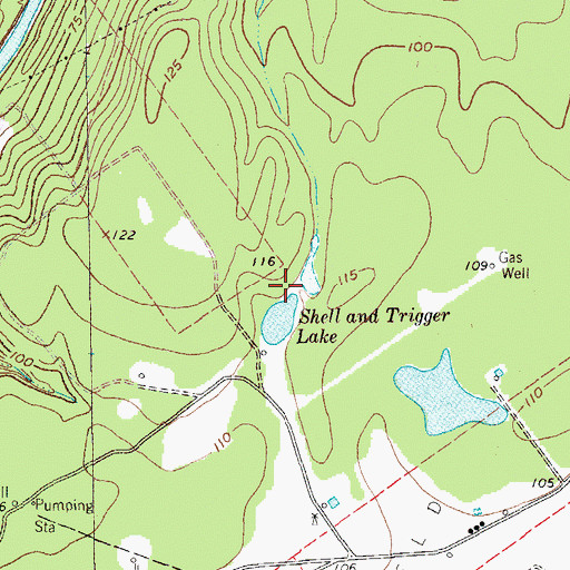 Topographic Map of Shell and Trigger Lake, TX