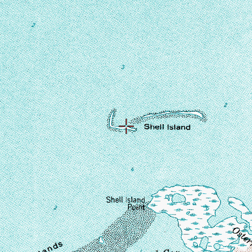 Topographic Map of Shell Island, TX