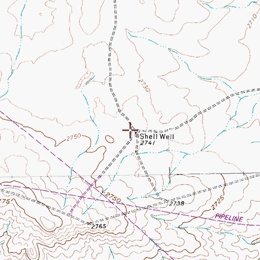 Topographic Map of Shell Well, TX