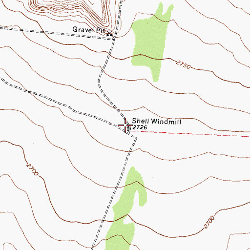 Topographic Map of Shell Windmill, TX