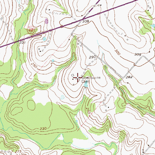 Topographic Map of William Lewis Shelburne Farm Cemetery, TX