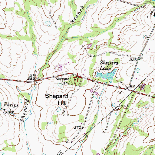 Topographic Map of Shepard Cemetery, TX
