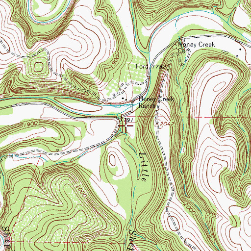 Topographic Map of Shephard Creek, TX