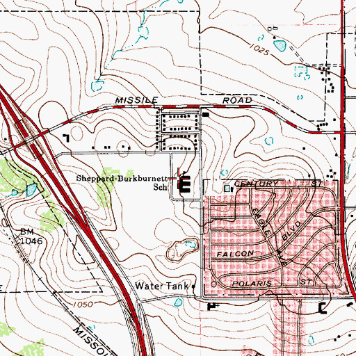Topographic Map of Sheppard Burkburnett School, TX
