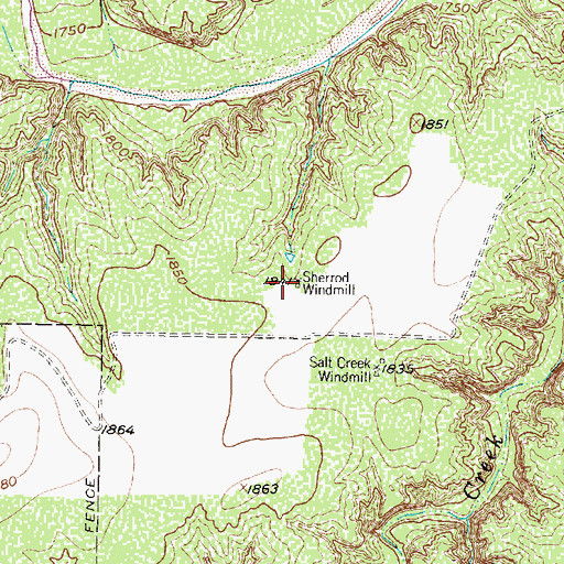 Topographic Map of Sherrod Windmill, TX