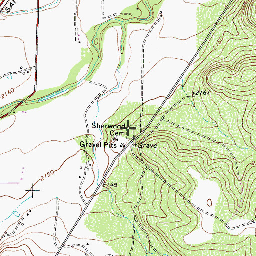 Topographic Map of Sherwood Cemetery, TX