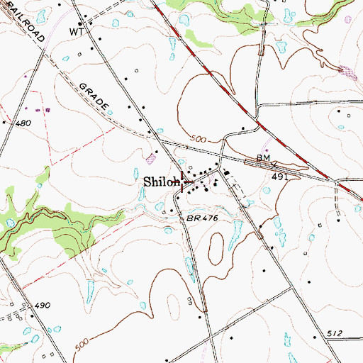 Topographic Map of Shiloh, TX