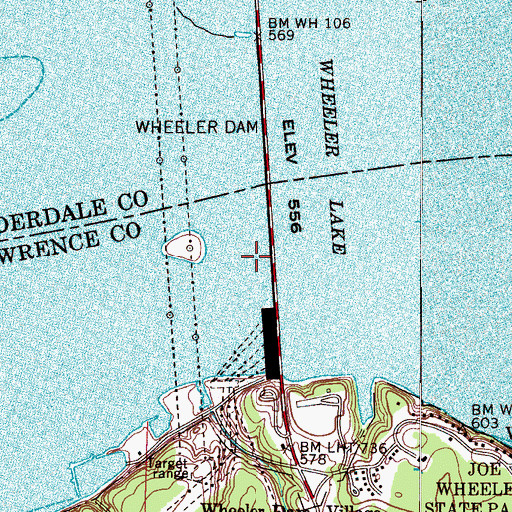 Topographic Map of Spring Bars (historical), AL