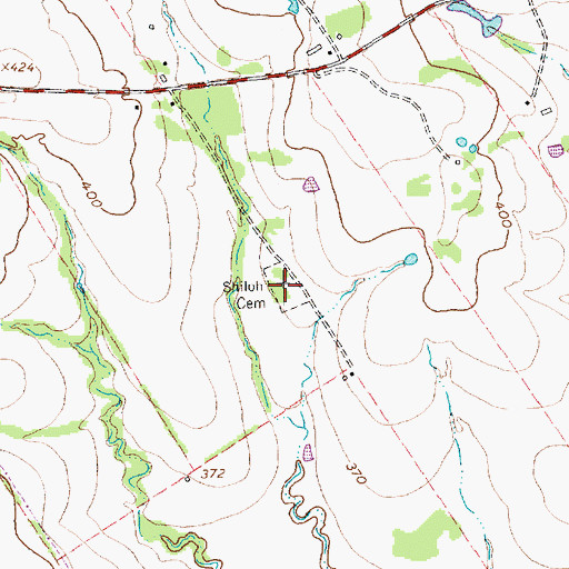 Topographic Map of Shiloh Cemetery, TX