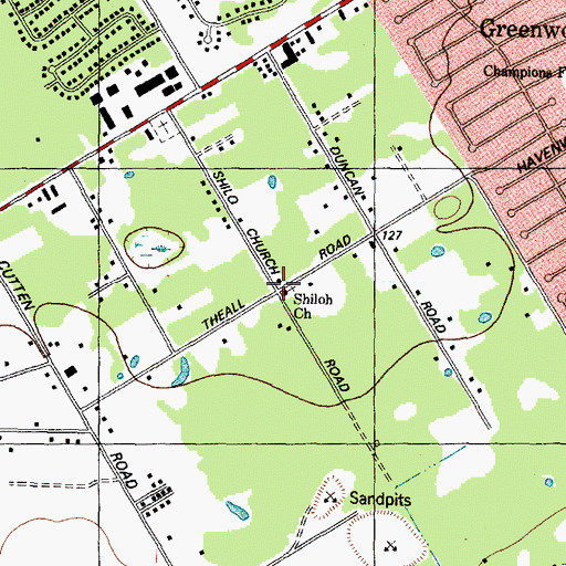 Topographic Map of Shiloh Church, TX