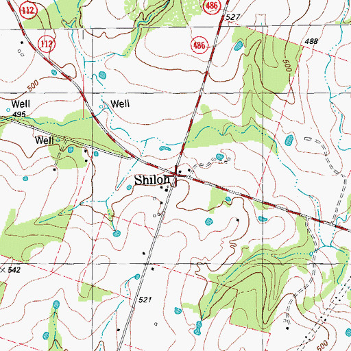Topographic Map of Shiloh Church, TX