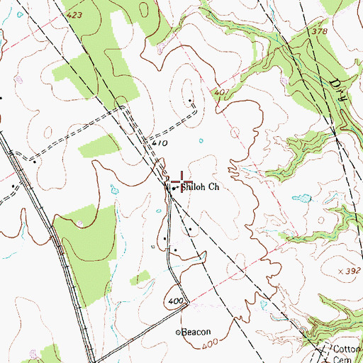 Topographic Map of Shiloh Church, TX