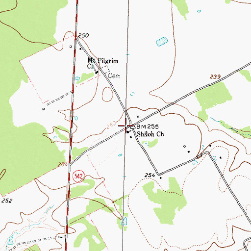 Topographic Map of Shiloh Church, TX