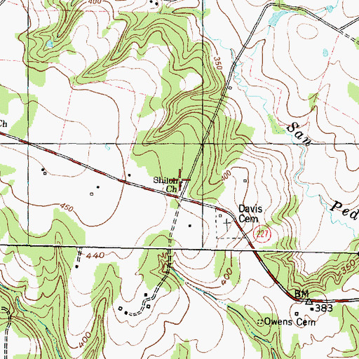 Topographic Map of Shiloh Church, TX