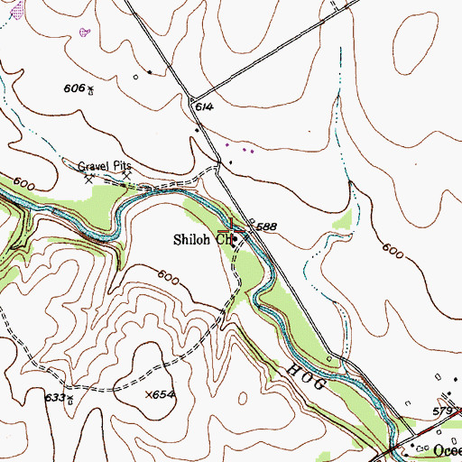Topographic Map of Shiloh Church, TX