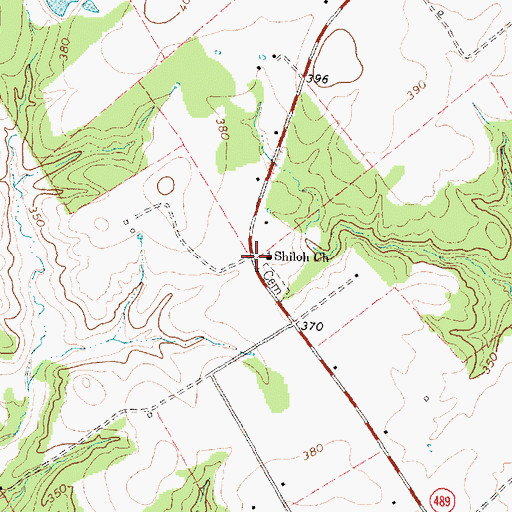 Topographic Map of Shiloh Church, TX