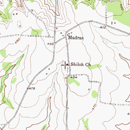 Topographic Map of Shiloh Church, TX