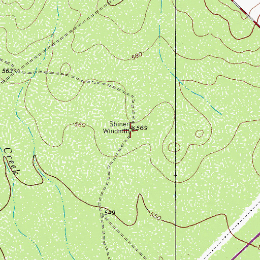 Topographic Map of Shiner Windmill, TX
