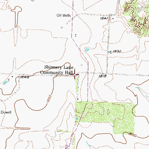 Topographic Map of Shinnery Lake Community Hall, TX
