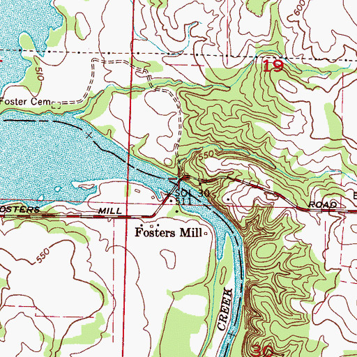Topographic Map of Town Creek Bridge, AL