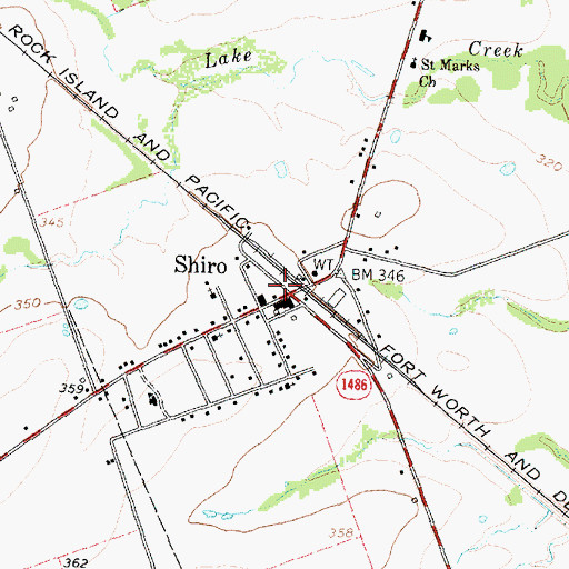 Topographic Map of Shiro, TX
