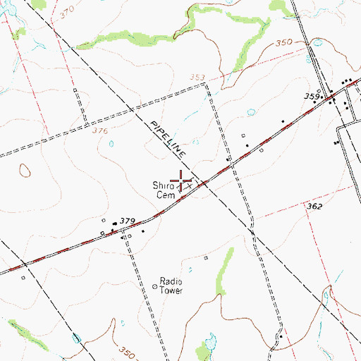 Topographic Map of Shiro Cemetery, TX