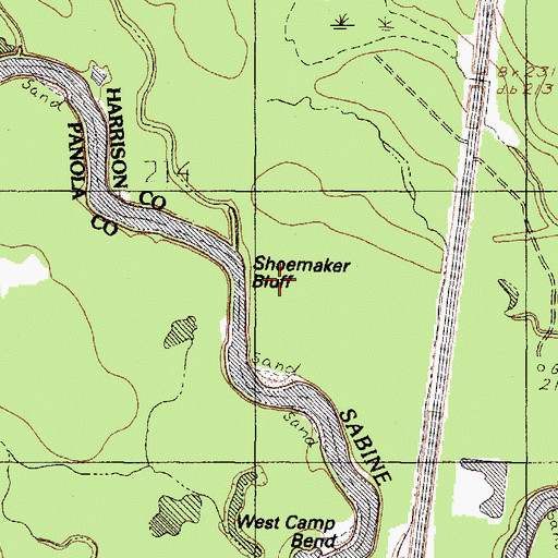 Topographic Map of Shoemaker Bluff, TX