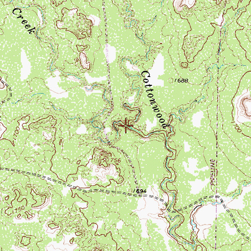 Topographic Map of Shorty Creek, TX