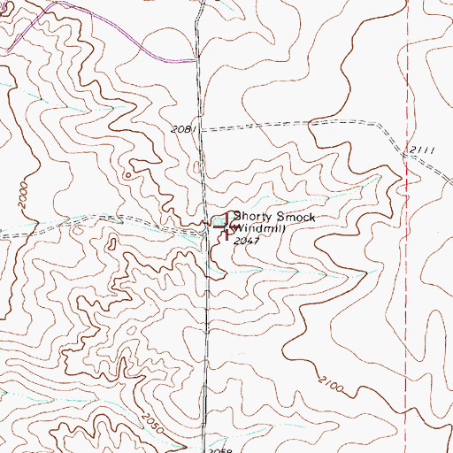 Topographic Map of Shorty Smock Windmill, TX