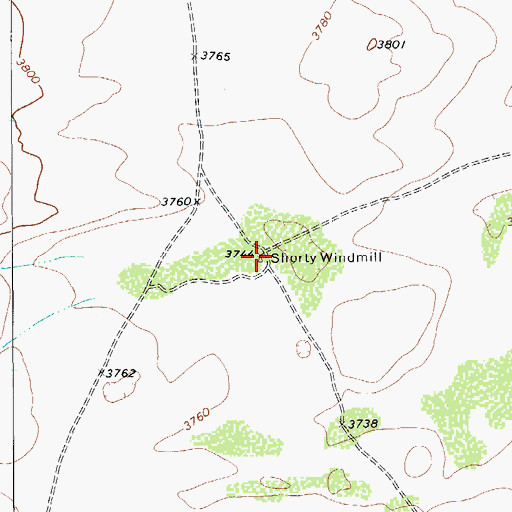 Topographic Map of Shorty Windmill, TX