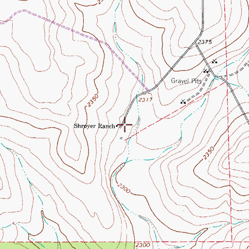Topographic Map of Shroyer Ranch, TX