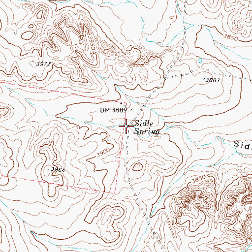 Topographic Map of Sidle Spring, TX