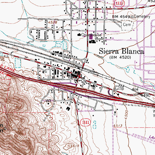 Topographic Map of Sierra Blanca, TX