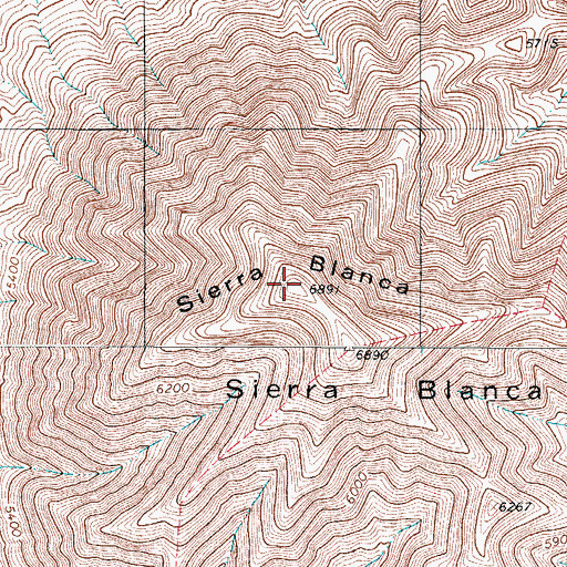 Topographic Map of Sierra Blanca, TX