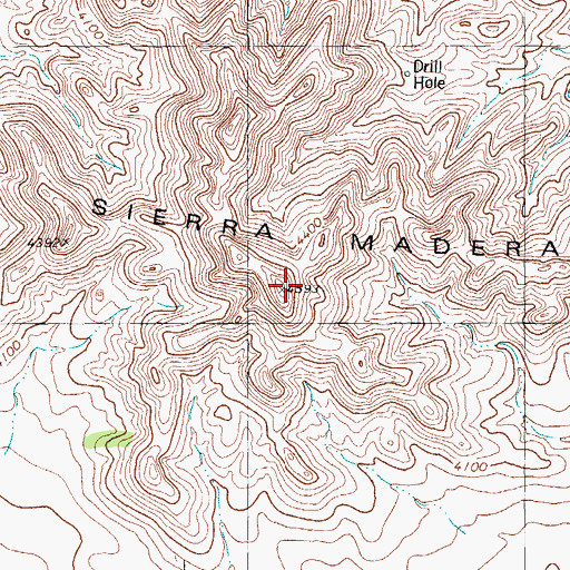 Topographic Map of Sierra Madera, TX