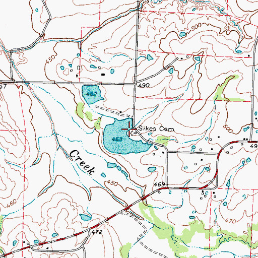 Topographic Map of Sikes Cemetery, TX
