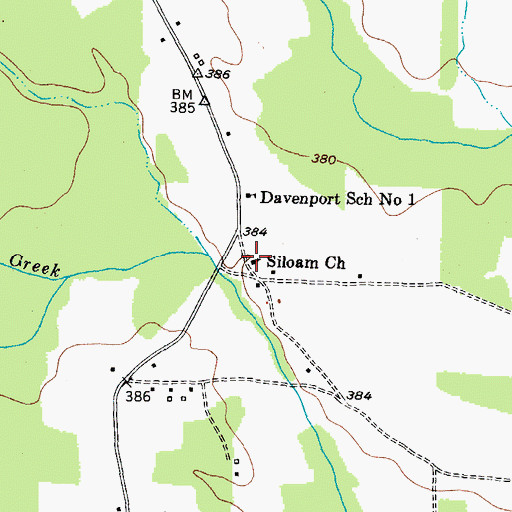 Topographic Map of Siloam Church, TX