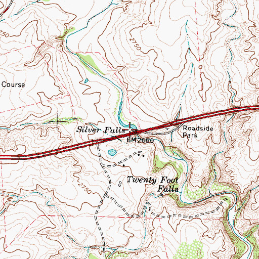 Topographic Map of Silver Falls, TX