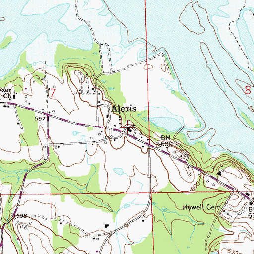 Topographic Map of Alexis School, AL