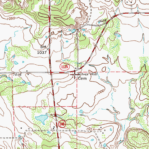 Topographic Map of Silver Hill Cemetery, TX