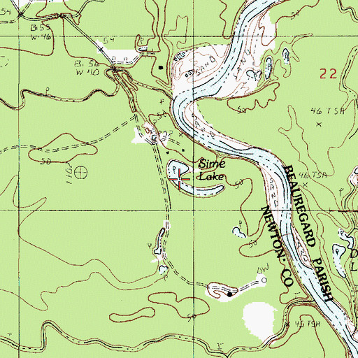Topographic Map of Sime Lake, TX