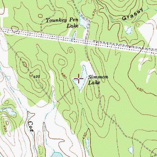 Topographic Map of Simmon Lake, TX